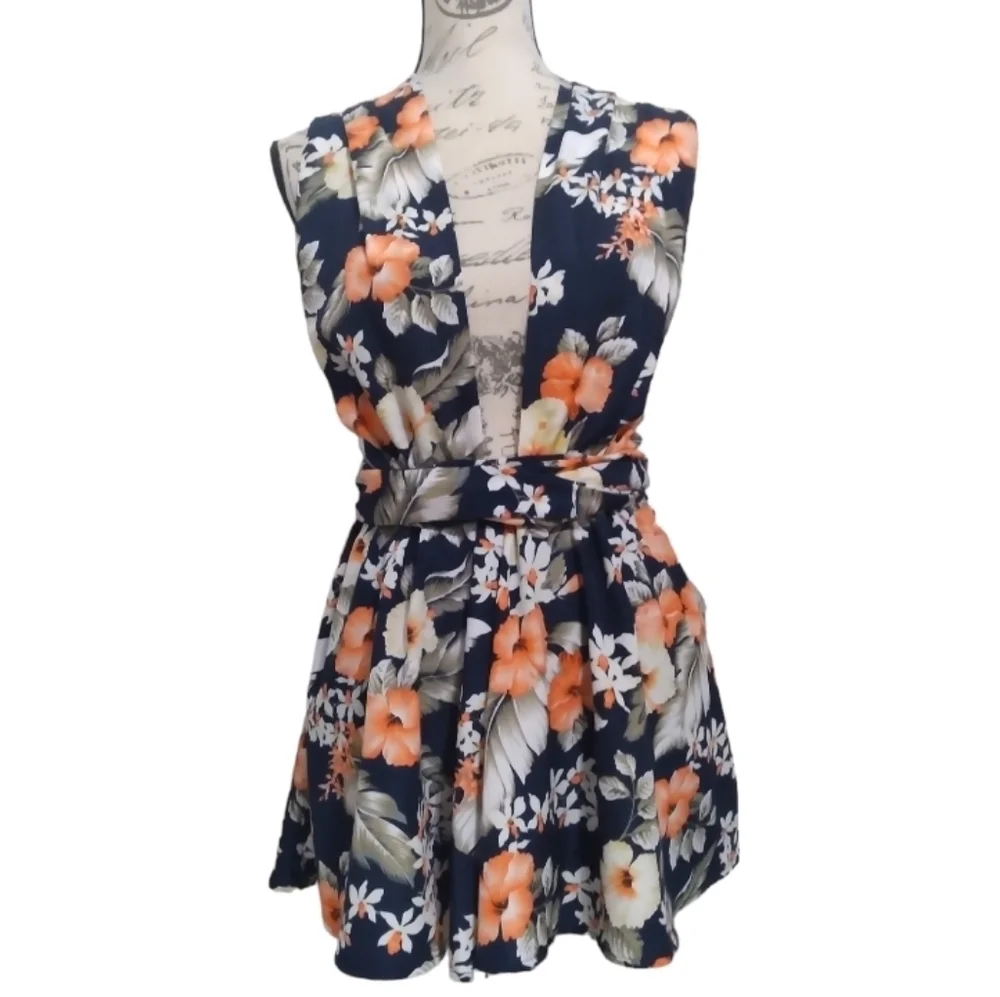 NWOT Tropical Floral Print Wrap Around Romper